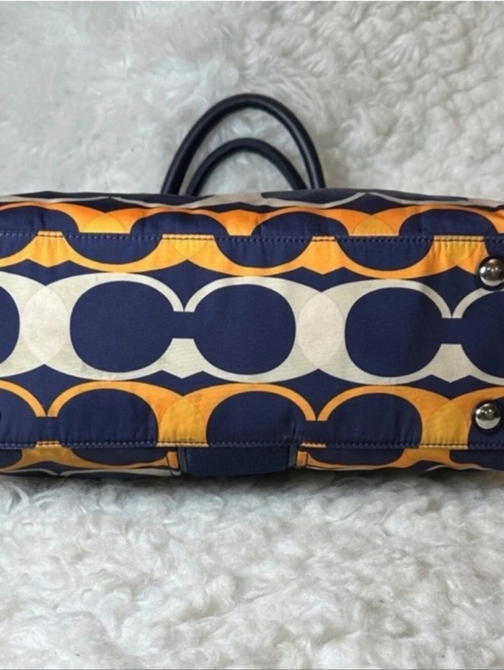 Coach 2013 Daisy Navy & Orange Signature Circle Satchel/Shoulder Bag